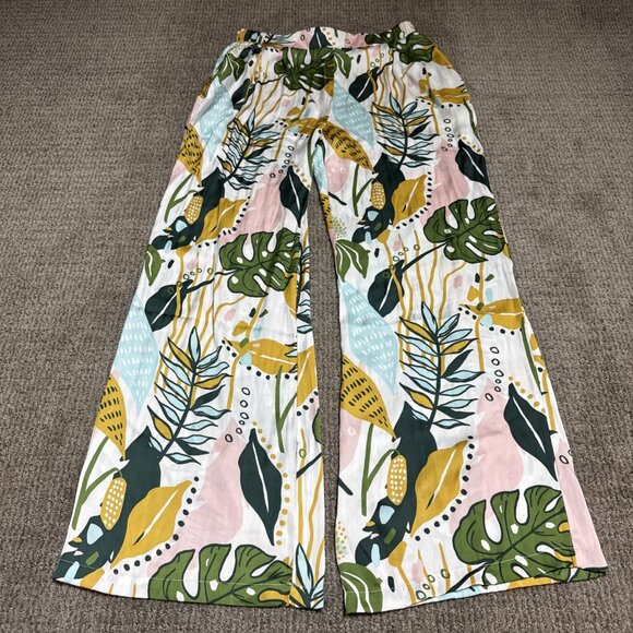 H/G Pants Multicolored Floral Semi Sheer Women’s Size Medium - Picture 1 of 12